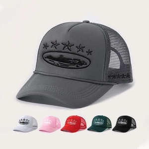 Five Stars Embroidery Trucker Hat Mesh Breathable Baseball Cap Adjustable Outdoor Sunshade Snapback Hip Hop Unisex