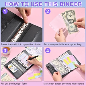 Step-by-step guide on how to use the A6 PU leather budget binder with zip envelopes