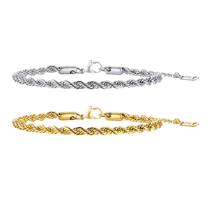 Polierte 316L Edelstahl Kordelarmband-Kette in Gold und Silber für Damen und Herren
