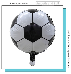 Macro shot of a soccer-shaped aluminum foil balloon with classic black and white pattern