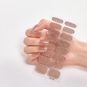 Rose gold glitter nail stickers set CS-032 with sparkling finish for women manicure