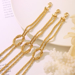 Gold braided titanium steel knot bracelet with elegant lobster clasp for women