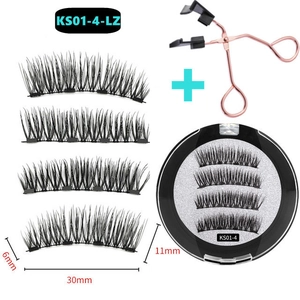 Magnetic eyelash kit with 4 pairs, applicator tool and storage case with size labels