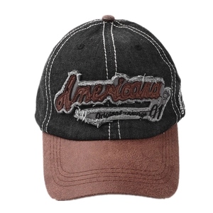 Vintage American style baseball cap with distressed patchwork and Americana embroidery