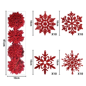 Glittery Christmas Snowflake Ornaments Plastic Hollow Hanging Decorations For Holiday Party Winter Home Tree Decor