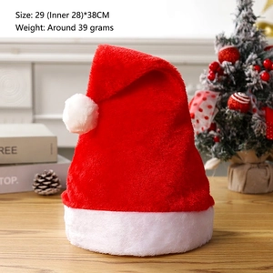 Classic red and white plush Christmas hat with LED lights, size 29x38cm for holiday gifts
