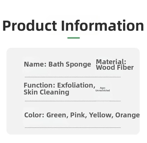 Detailed chart showing wood pulp baby sponge materials and vibrant color specifications