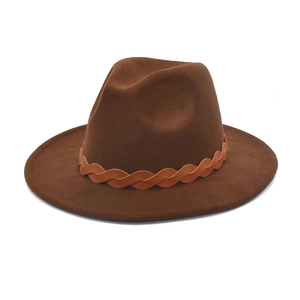 Fedora Hat Wool Felt Wide Brim Braided Leather Band Retro Jazz Style Warm Autumn Winter Unisex Accessory