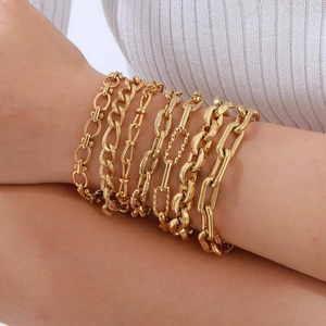 Stainless Steel Gold Bracelet 18K Gold Plated Figaro Cuban Chain Link Punk Individual Fashion For Women