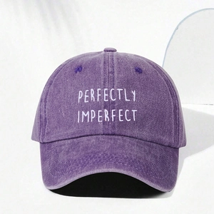 Perfectly Imperfect Embroidered Baseball Cap Washed Polyester Retro Adjustable Dad Hat For Sun Protection Unisex