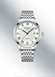 Detailed dial of MOLDOA business watch with Roman numerals and date display