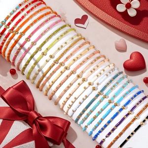 Pulsera De Cuentas Hecha A Mano Bohemio Cuentas De Vidrio Cuerda Ajustable Mal De Ojo Cruz Mariposa Regalo