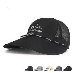 Wide Brim Baseball Cap Sun Protection Breathable Mesh Outdoor Fishing Hat With Windproof Rope Adjustable Men