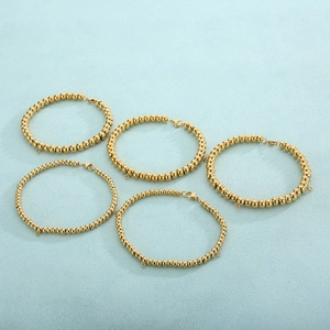 Stainless Steel Round Bead Bracelet Polished Ball Chain Jewelry DIY Charm Connector Minimalist Punk For Men Women