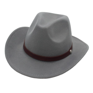 Western Cowboy Fedora Hat Felt Wide Brim With Faux Leather Belt Metal Buckle Retro Jazz Knight Hat For Men Women Unisex
