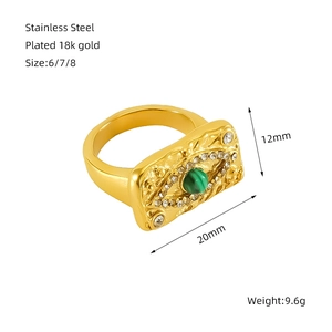 Detailed technical specifications for 18k gold-plated stainless steel turquoise ring