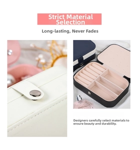 Detail view of the metal snap button and textured PU leather of the jewelry storage box