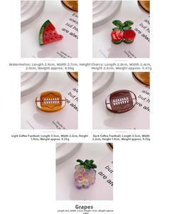 Detailansicht der Haarclips in Fruchtform mit Kirsch- und Wassermelonen-Designs