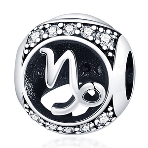 Macro shot of silver Capricorn zodiac pendant with cubic zirconia inlay craftsmanship