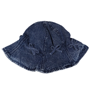 Chapeau bob en denim bleu marine avec volants et nœuds pour femmes, protection solaire chic