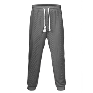 Pantalon de jogging jacquard gris foncé pour homme avec taille élastiquée et cordon