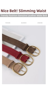 Trois ceintures en cuir de vachette pour femmes avec boucles dorées ovales en divers coloris