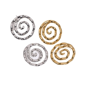 Boucles d'oreilles spirales en acier inoxydable plaqué or 18k avec texture martelée