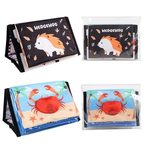 Foldable baby cloth book with hedgehog and crab patterns for sensory early education