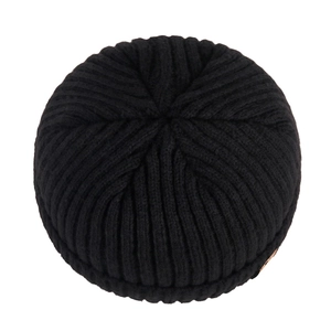Classic black knitted beanie with vertical ribbed texture for men and women