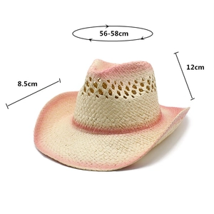 Détails du chapeau de paille rose avec bord de 8,5 cm et taille de tête 56-58 cm