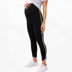 Leggings premaman yoga a vita alta con supporto pancia e strisce laterali