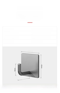 Detailed view of gun grey 304 stainless steel hook with specific dimensions and measurements