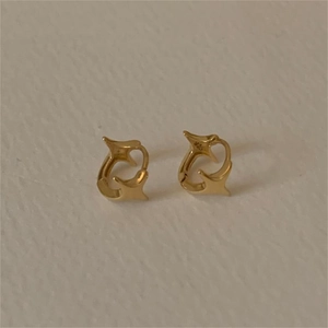 Minimalist 925 sterling silver dolphin hoop earrings with elegant gold plated finish