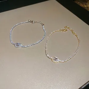 Elegant gold and silver oval zircon tennis bracelets with adjustable extension chain