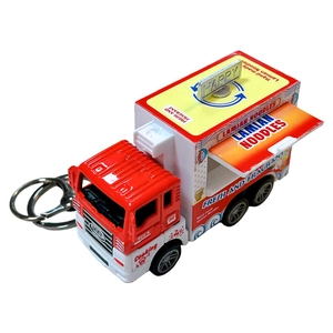 Porte-clés camion-restaurant en alliage rouge, modèle de van de nouilles cadeau
