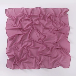 Solid dusty pink chiffon square hijab scarf with fine overlock stitched edges for women