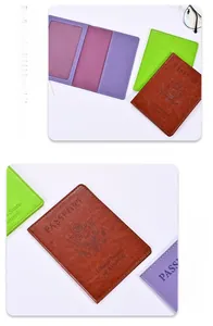 Macro detail of PU leather passport covers featuring embossed United States emblem and text