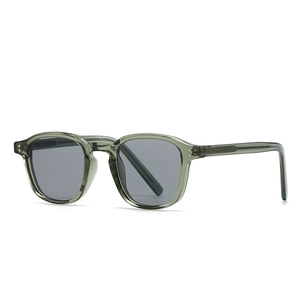 Gafas de sol retro verde oliva transparente con lentes grises de estilo clásico