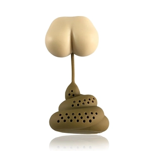 Funny silicone poop tea infuser with butt-shaped handle for loose leaf tea brewing