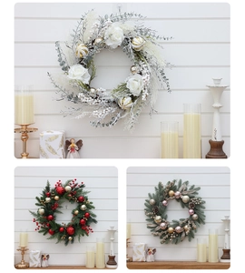 Detailed comparison of three festive wreaths featuring elegant floral and ornament arrangements