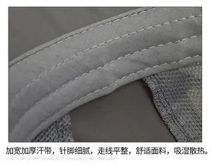 Macro view of widened sweatband and fine stitching detail on breathable mesh hat