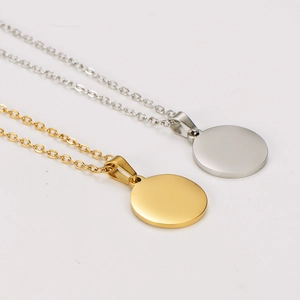 Polished round pendant necklaces in gold and silver finish with fine chain links