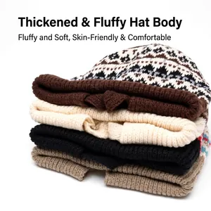 Dicke Plüschstrickmützen für den Winter in mehreren Farben mit flauschiger Textur