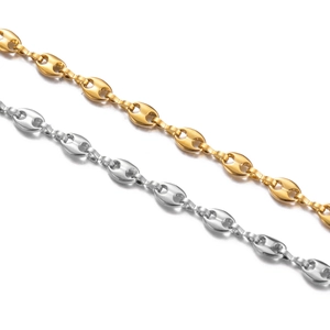 Minimalist gold and silver stainless steel coffee bean chain necklaces for hip hop style