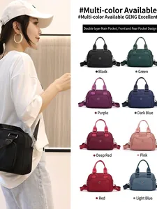 Fashionable waterproof nylon handbag and crossbody bag shown in eight vibrant colors