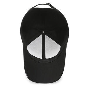Cappellino da baseball nero da uomo con struttura interna a 6 pannelli e cinturino regolabile