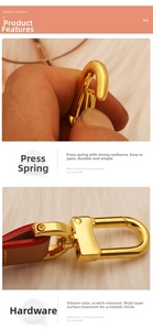 Macro shot of 360-degree rotating gold metal spring clasp with premium plating detail