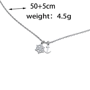Silver anchor and rudder pendants on a 50cm stainless steel necklace with weight info