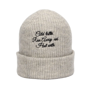 Winter Knitted Beanie Hat Soft Acrylic Warm Ribbed Cuffed Casual Streetwear With Letter Embroidery For Men Women