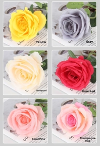 Close-up of velvet artificial rose color variants showing realistic petals and texture